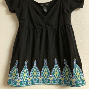 I.N.C. INTERNATIONAL CONCEPTS BLACK PULLOVER TOP FANTASTIC COLORS